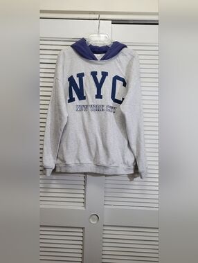 Ultra Flirt Light Gray Crewneck Sweatshirt with Navy NYC Letters